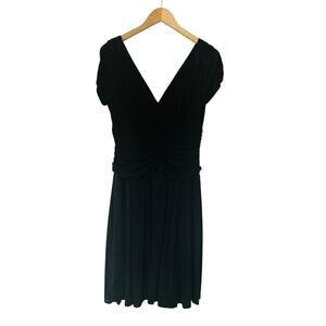 J.R. Nites By Carol Lin Surplice Neck Draped Dress Size 14 NWT Black
